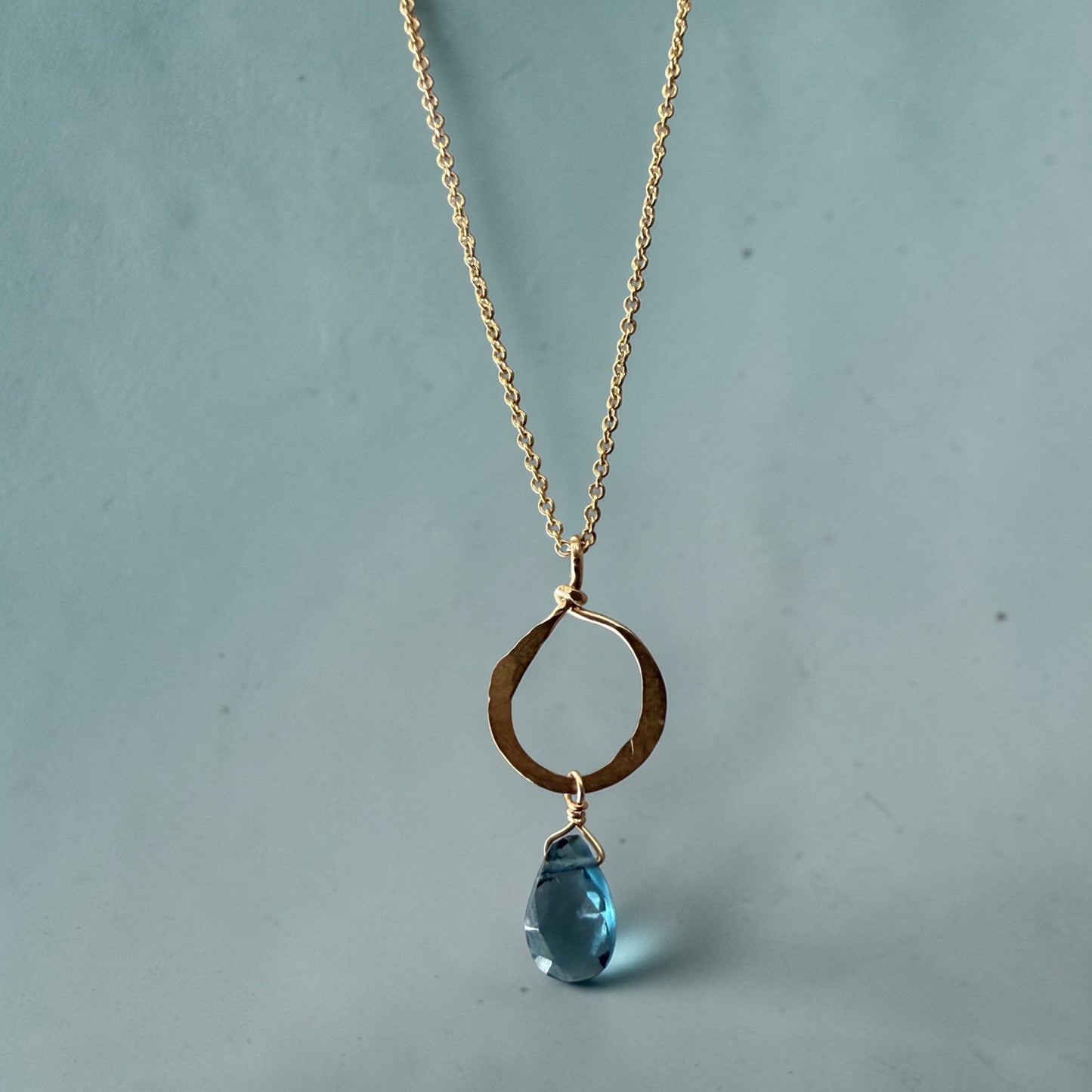 London Blue topaz Ring droplet Necklace