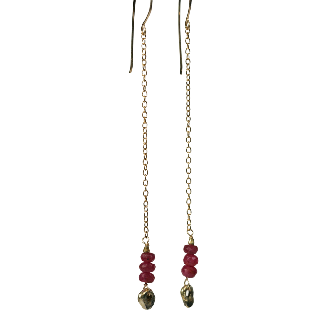 Natural Ruby Nugget Earrings