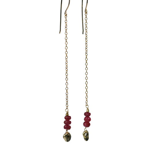 Natural Ruby Nugget Earrings