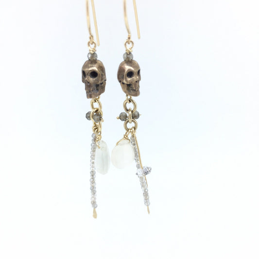 Skull And Labradorite Earrings