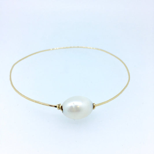 Akoya Pearl and Sterling Bangle