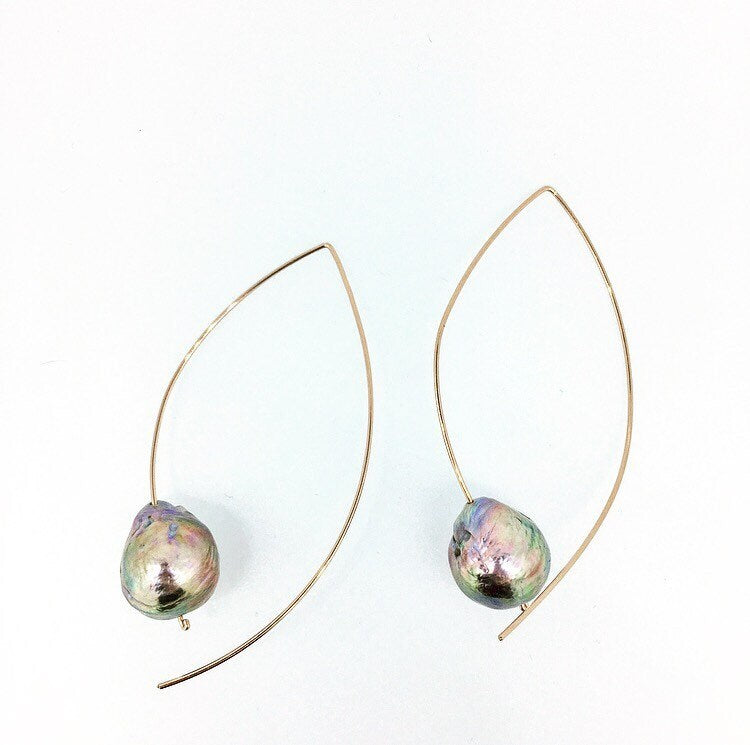 Akoya Silver Pearl Fishhook Earring