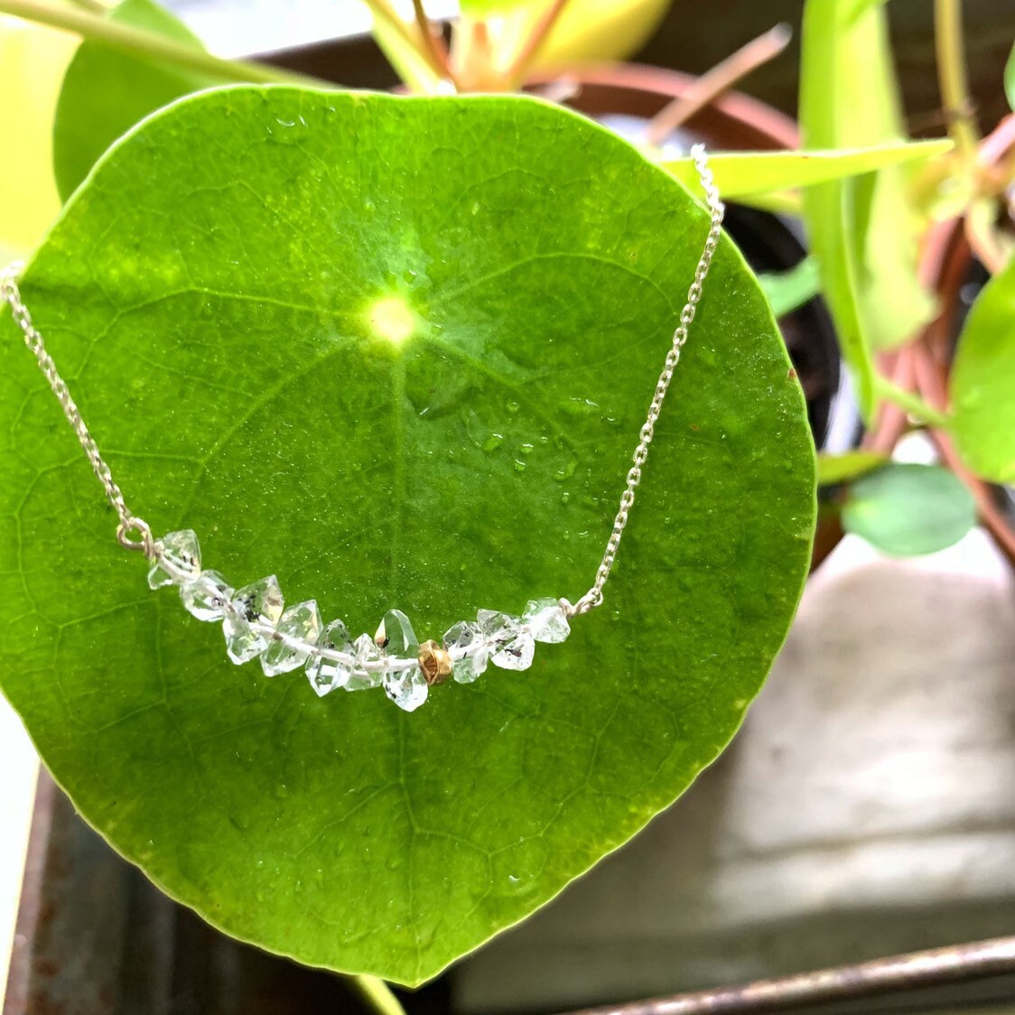 Herkimer Diamond Bar Necklace
