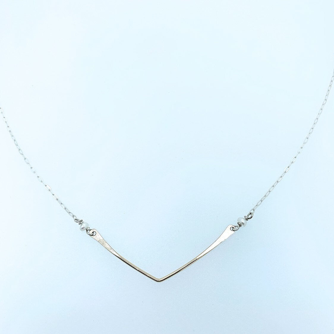 Delicate Hammered Bar Arch Necklace