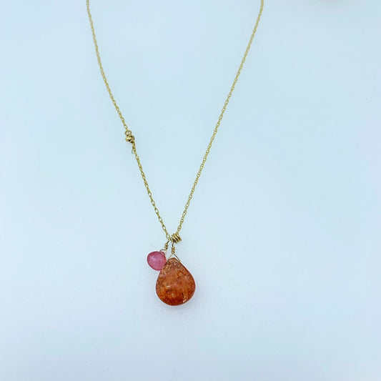 Sunstone and Pink Tourmaline Necklace