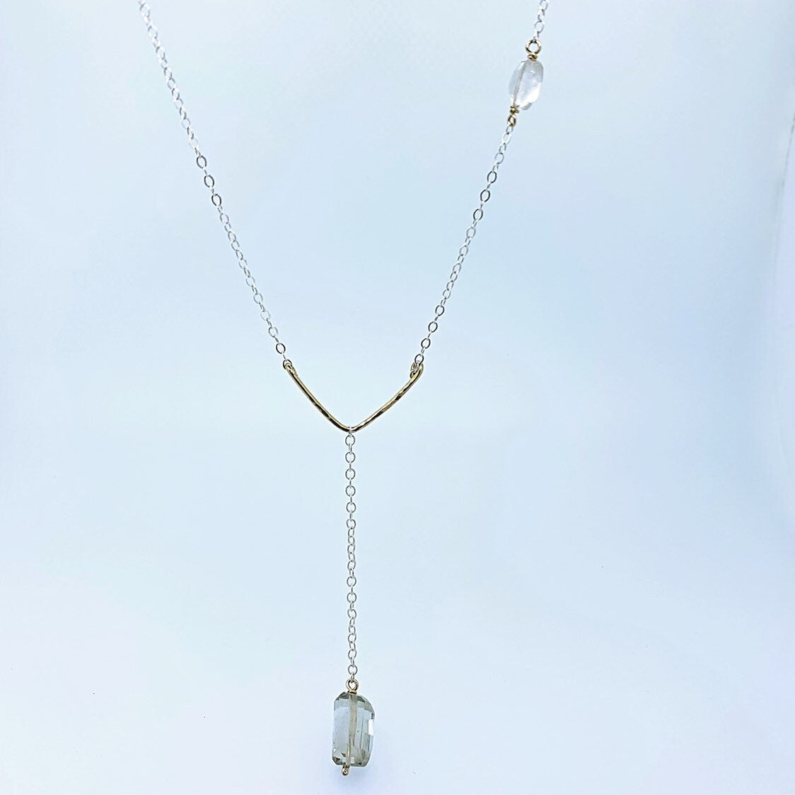Two Tone Arch Drop Necklace