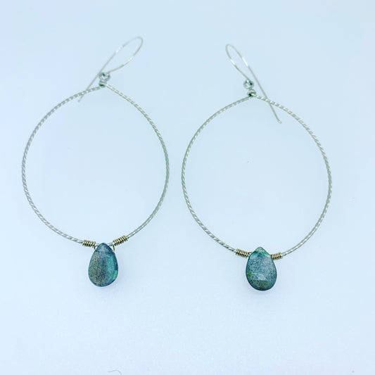 Labradorite Twisted Hoops