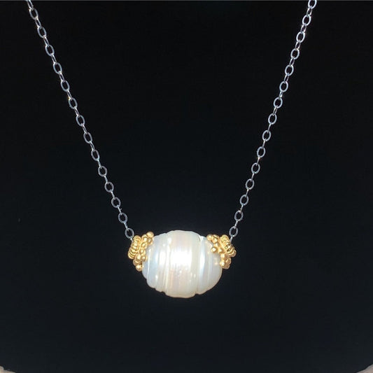 Baroque Pearl with Bali Cap Necklace