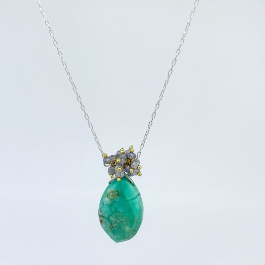 Chrysoprase and Labradorite Cluster Necklace