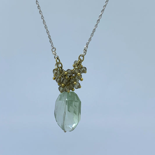 Freeform Green Amethyst Cluster Necklace