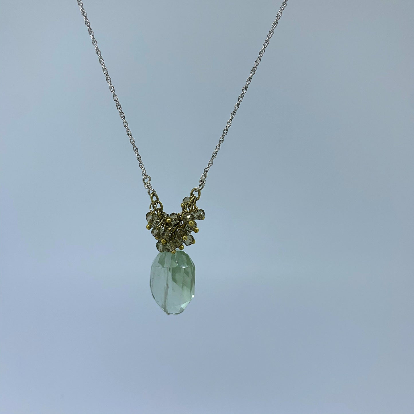 Freeform Green Amethyst Cluster Necklace