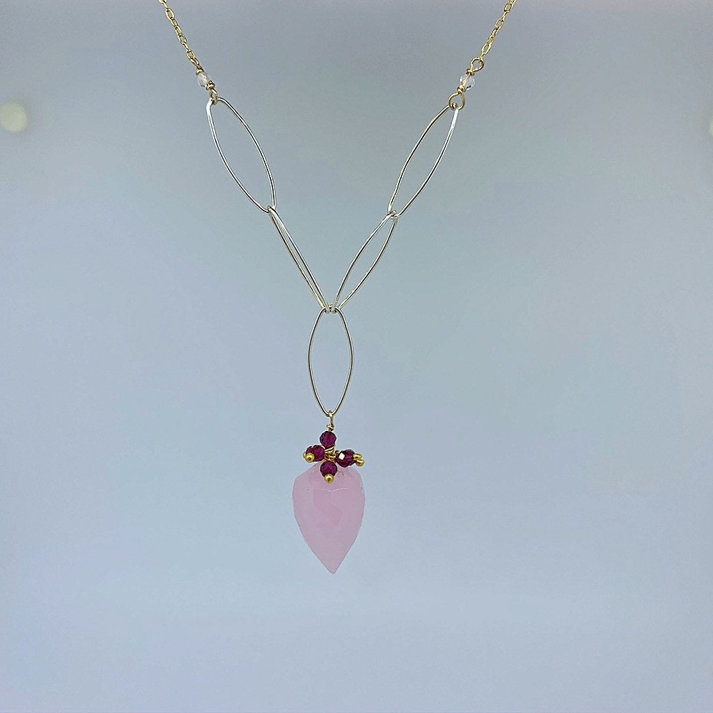Rose Quartz “Y” Necklace