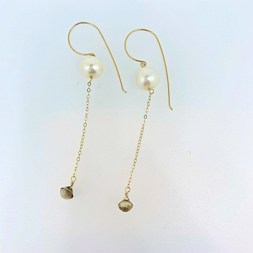 Cultured Pearl with Lemon Topaz Drop