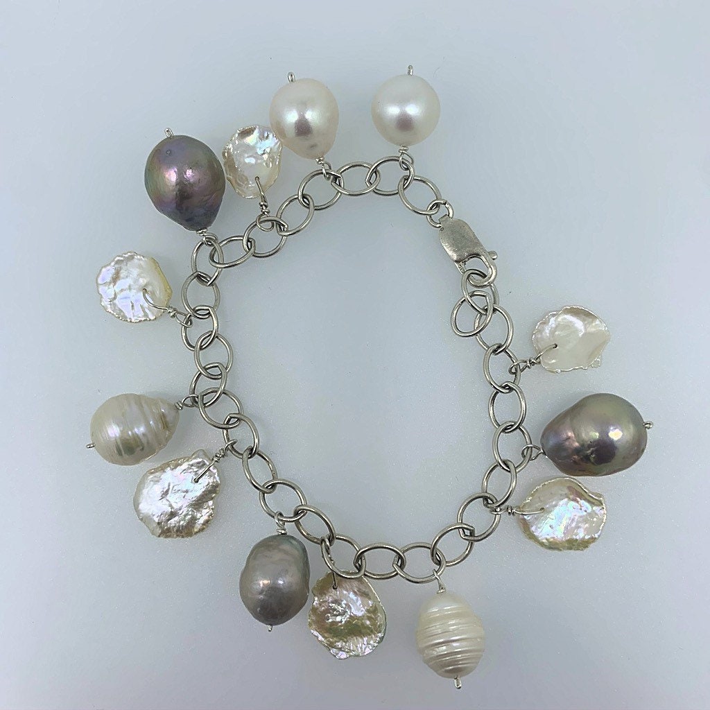 Natural Pearl Charm Bracelet