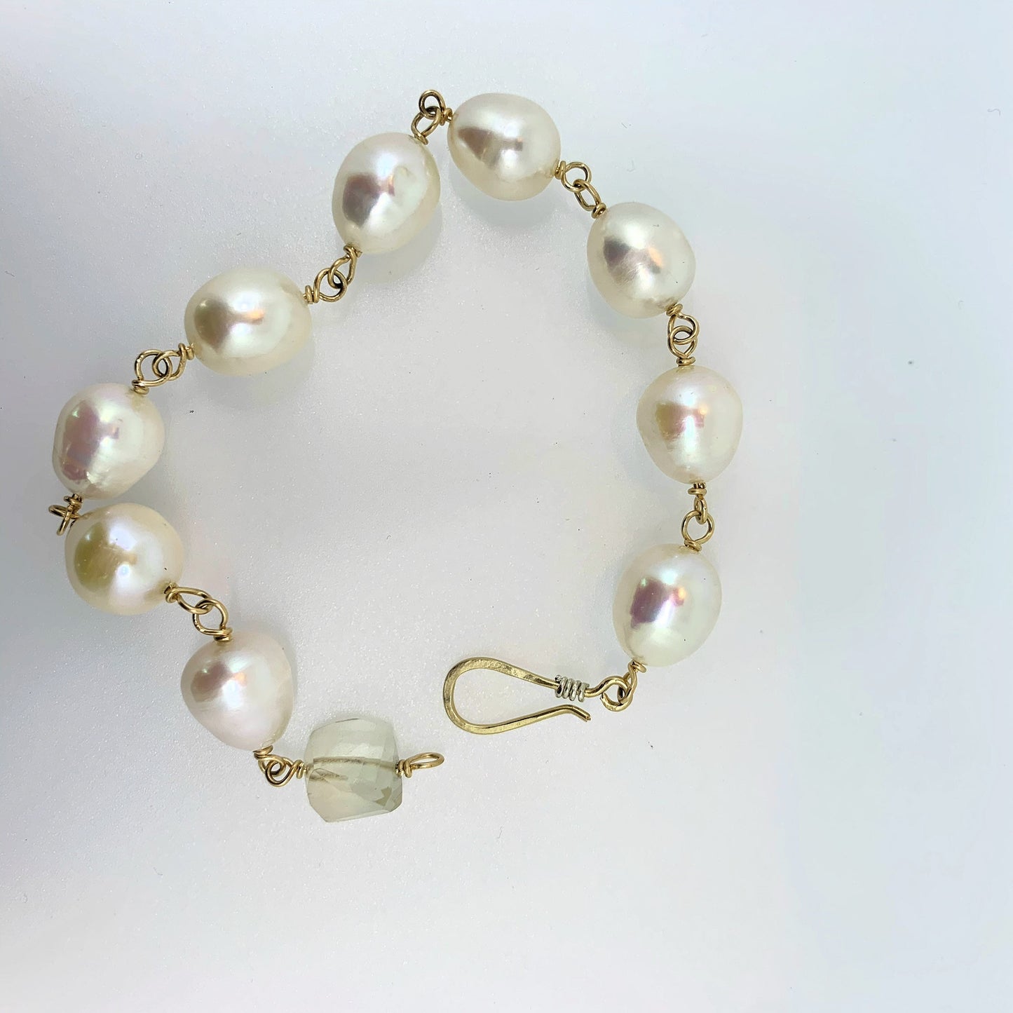 Pearl Chain Bracelet with Prasiolite Accent