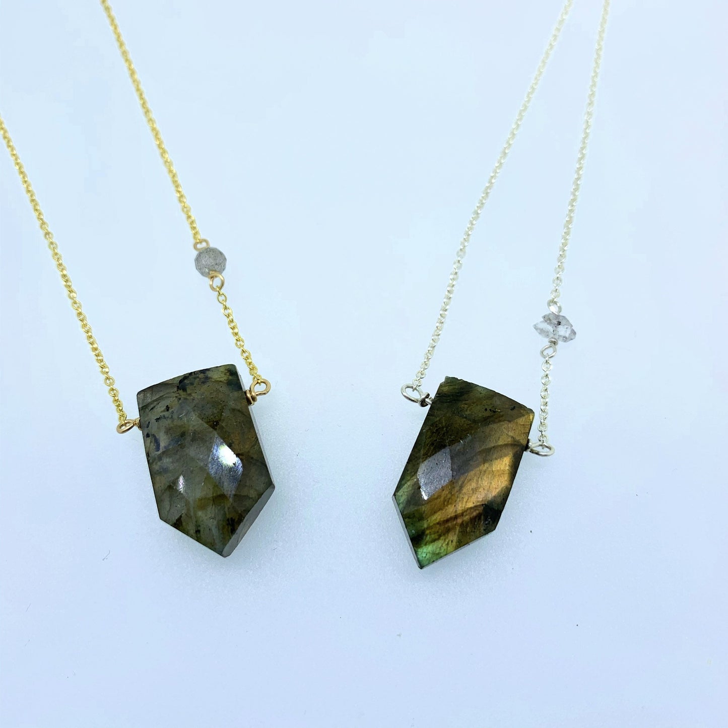 Labradorite Shield and Herkimer Accent Necklace