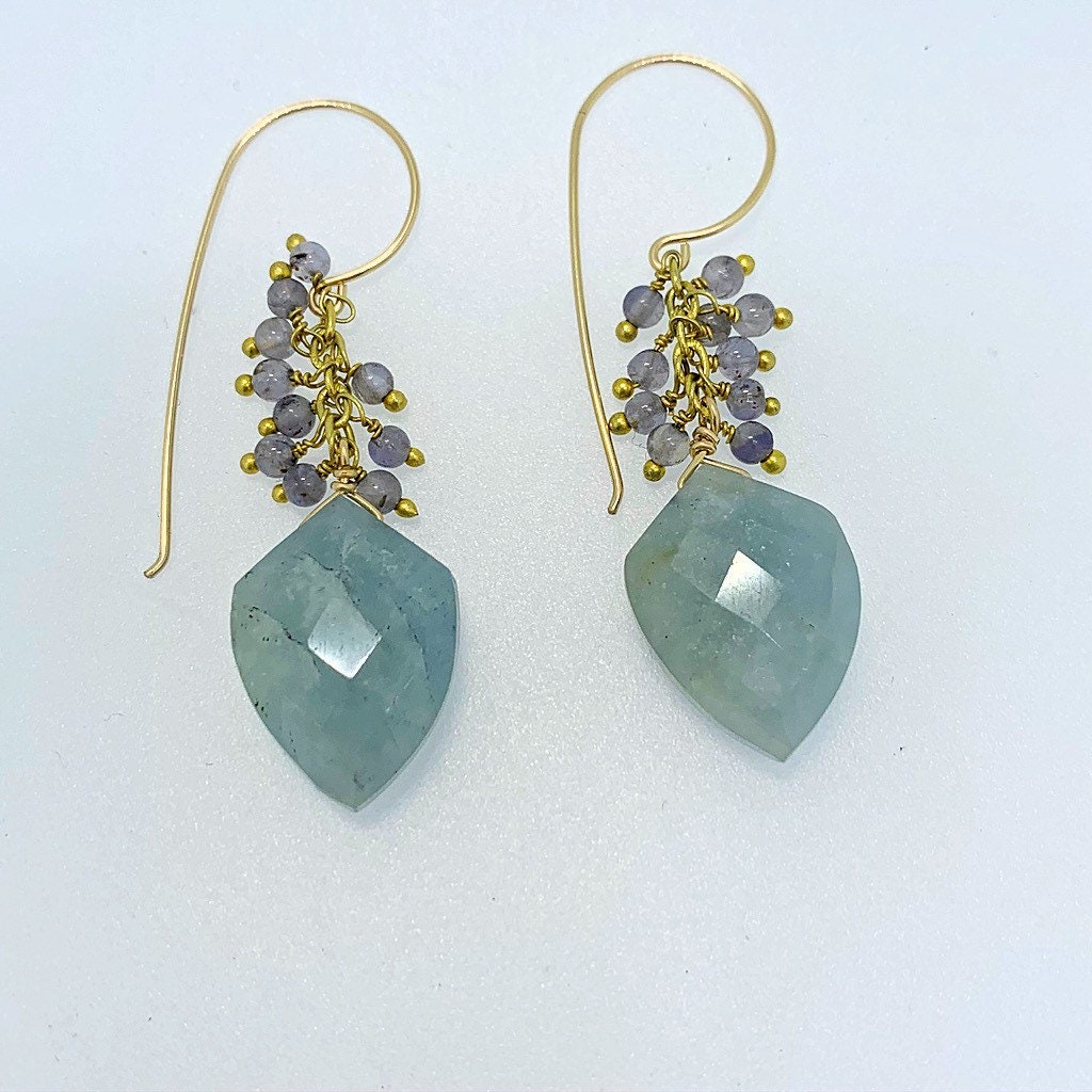 Aquamarine and Iolite Cluster Drops