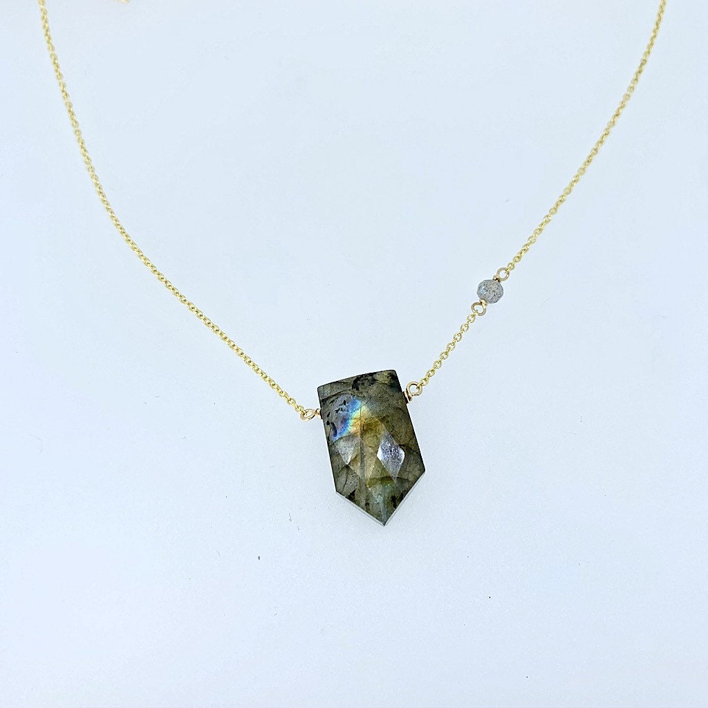 Labradorite Shield and Labradorite Accent Necklace