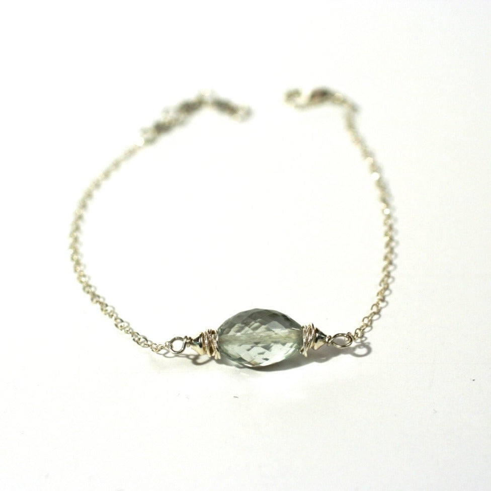 Faceted Green Amethyst Bracelet