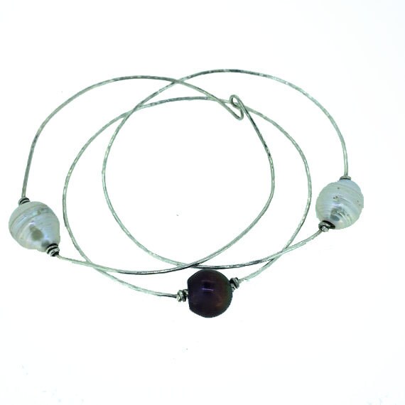 Baroque and Sterling Silver Bangle