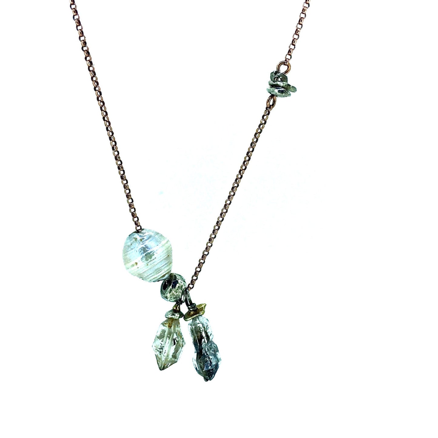 Baroque and Herkimer Quartz Rose Gold Necklace