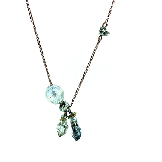 Baroque and Herkimer Quartz Rose Gold Necklace