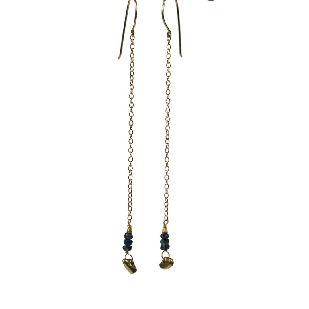 Natural Sapphire and Nugget Earrings