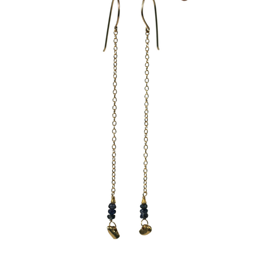 Natural Sapphire and Nugget Earrings