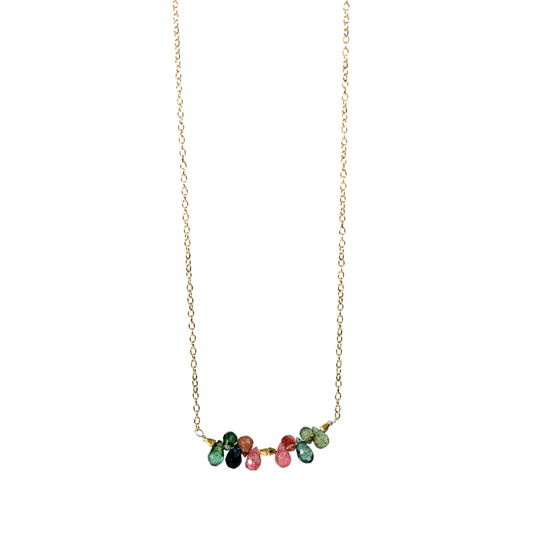 Watermelon Tourmaline Drop Arc Necklace