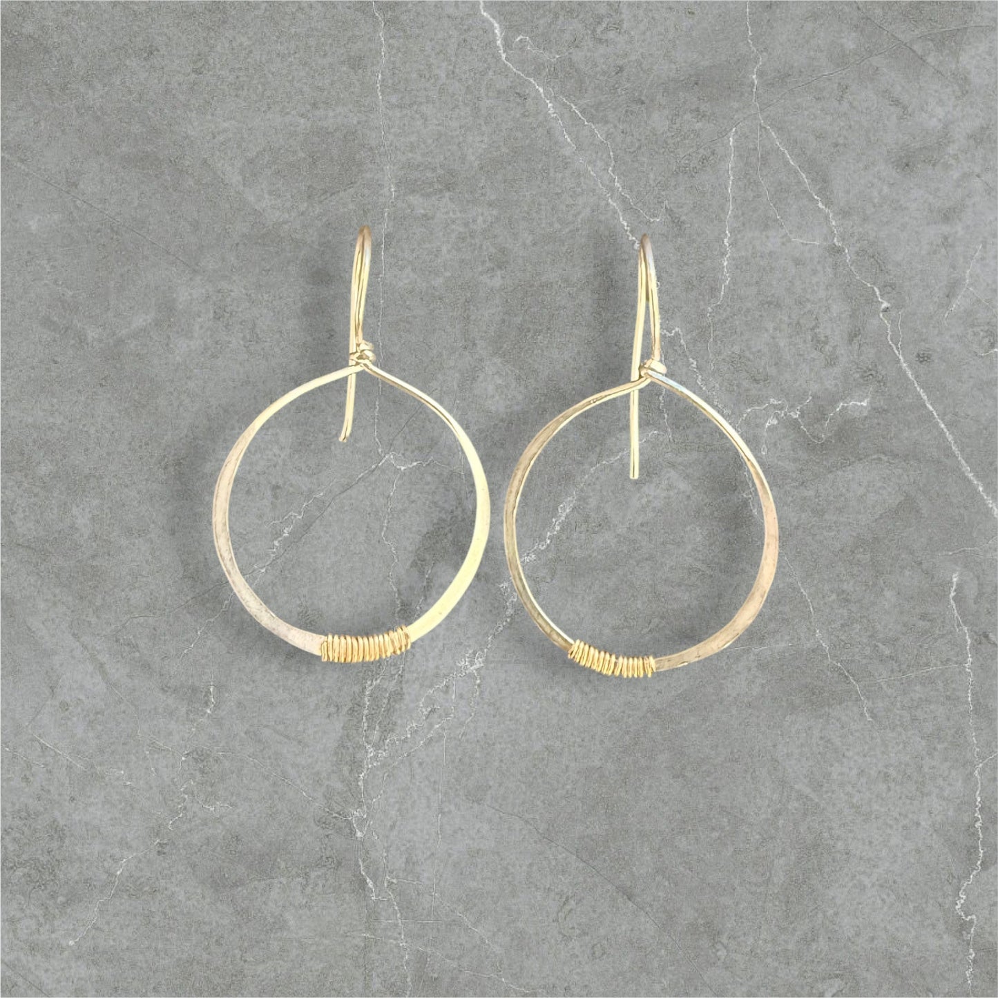 Medium size two tone Hoop Earrings