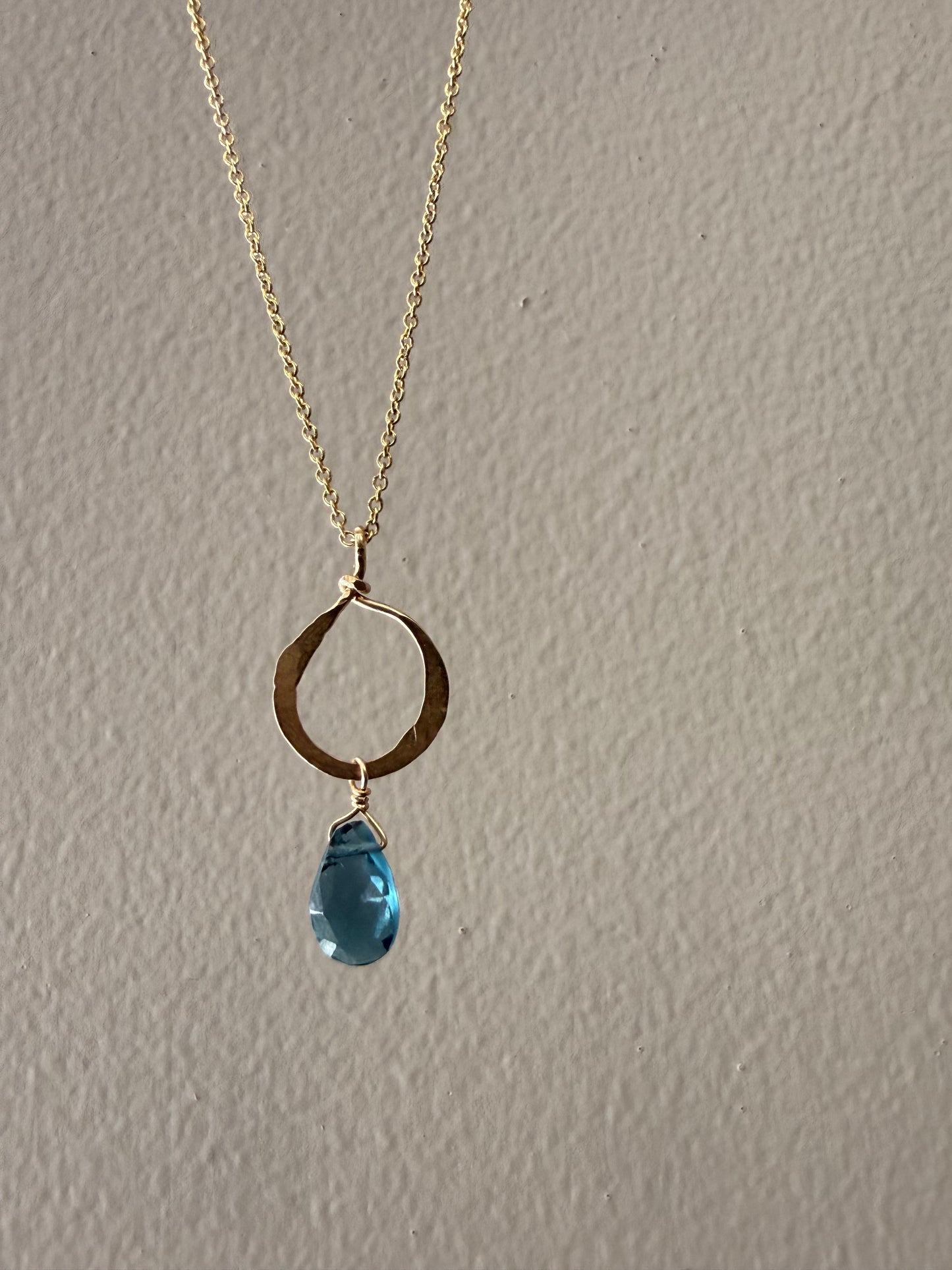 London Blue topaz Ring droplet Necklace