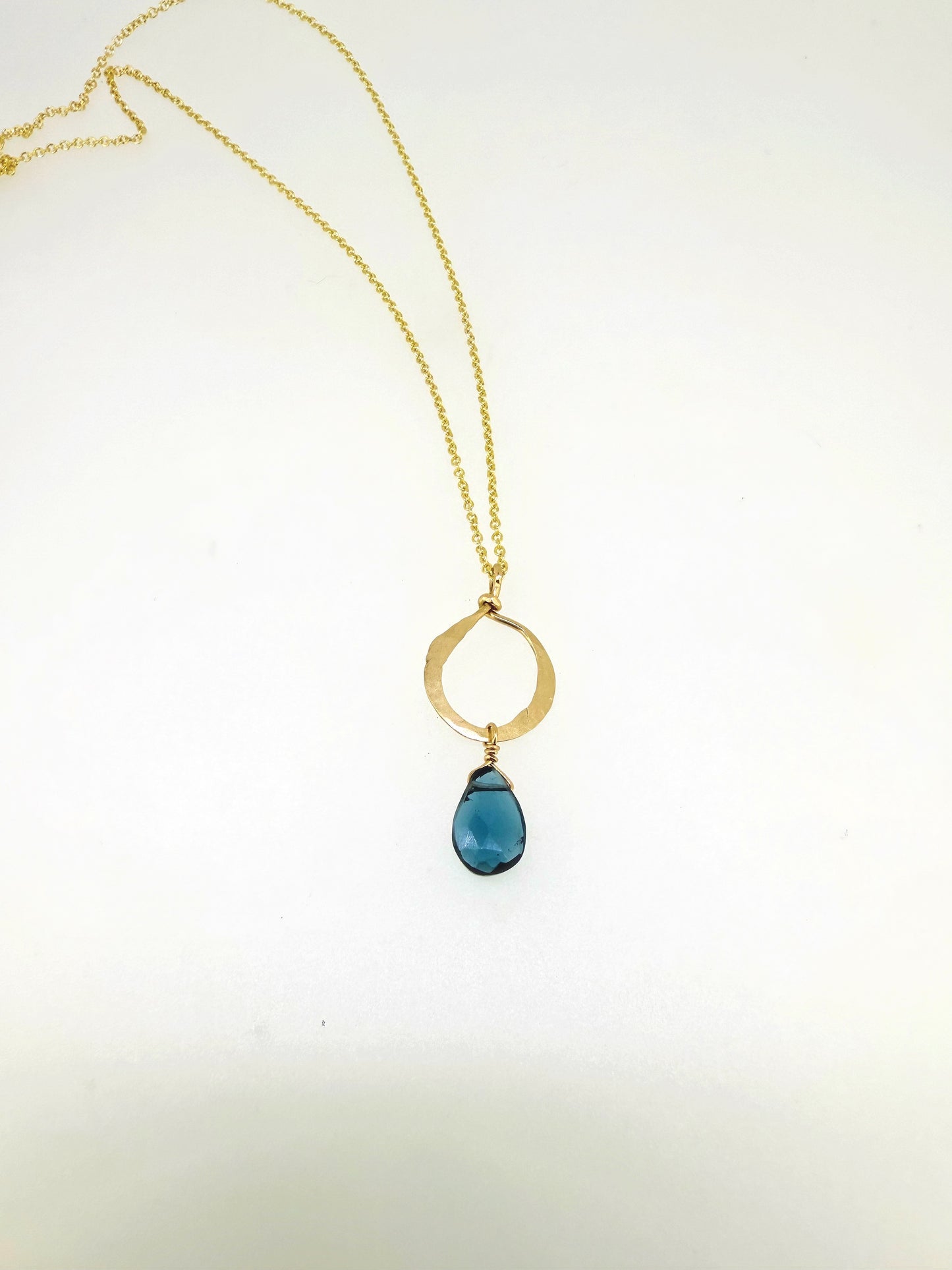 London Blue topaz Ring droplet Necklace