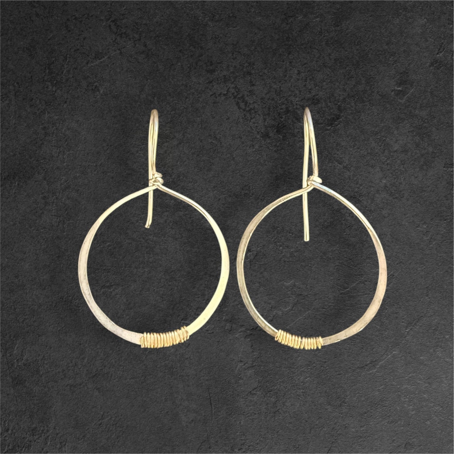 Medium size two tone Hoop Earrings