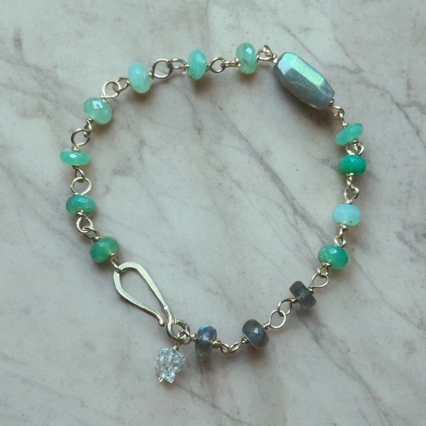 Chrysoprase and labradorite bracelet