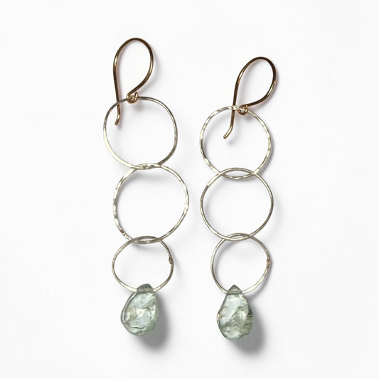 Aquamarine Triple Ringlet Earrings
