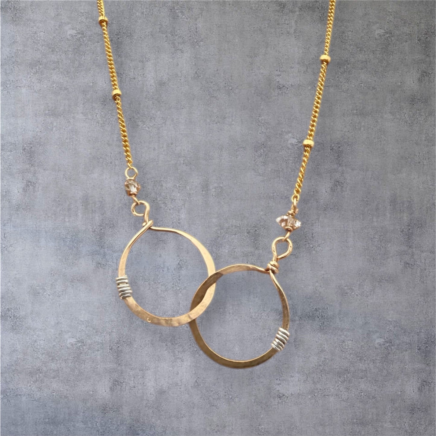 Double gold ring necklace