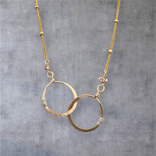 Double gold ring necklace