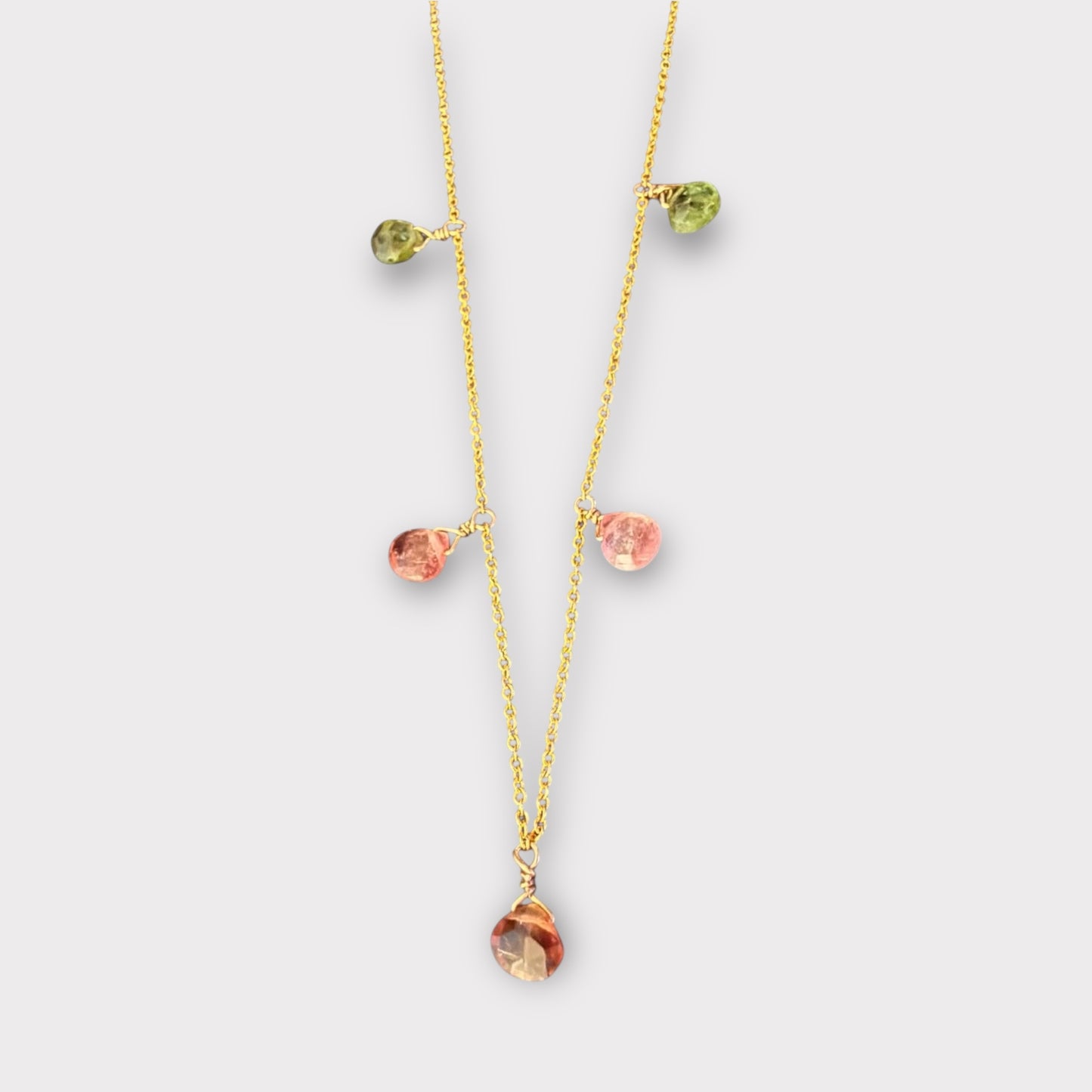 Watermelon Tourmaline Drop Necklace