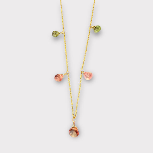 Watermelon Tourmaline Drop Necklace