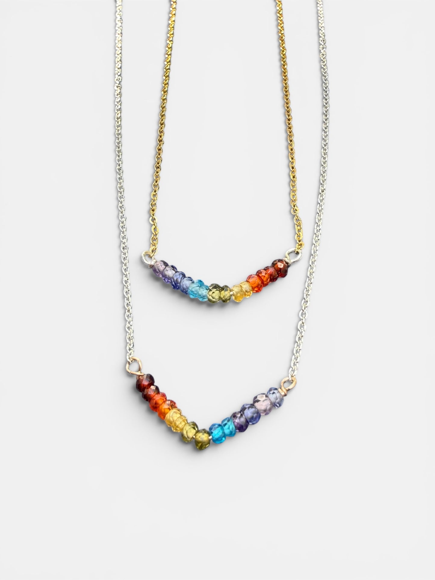 Cubic Zirconia rainbow pride necklace