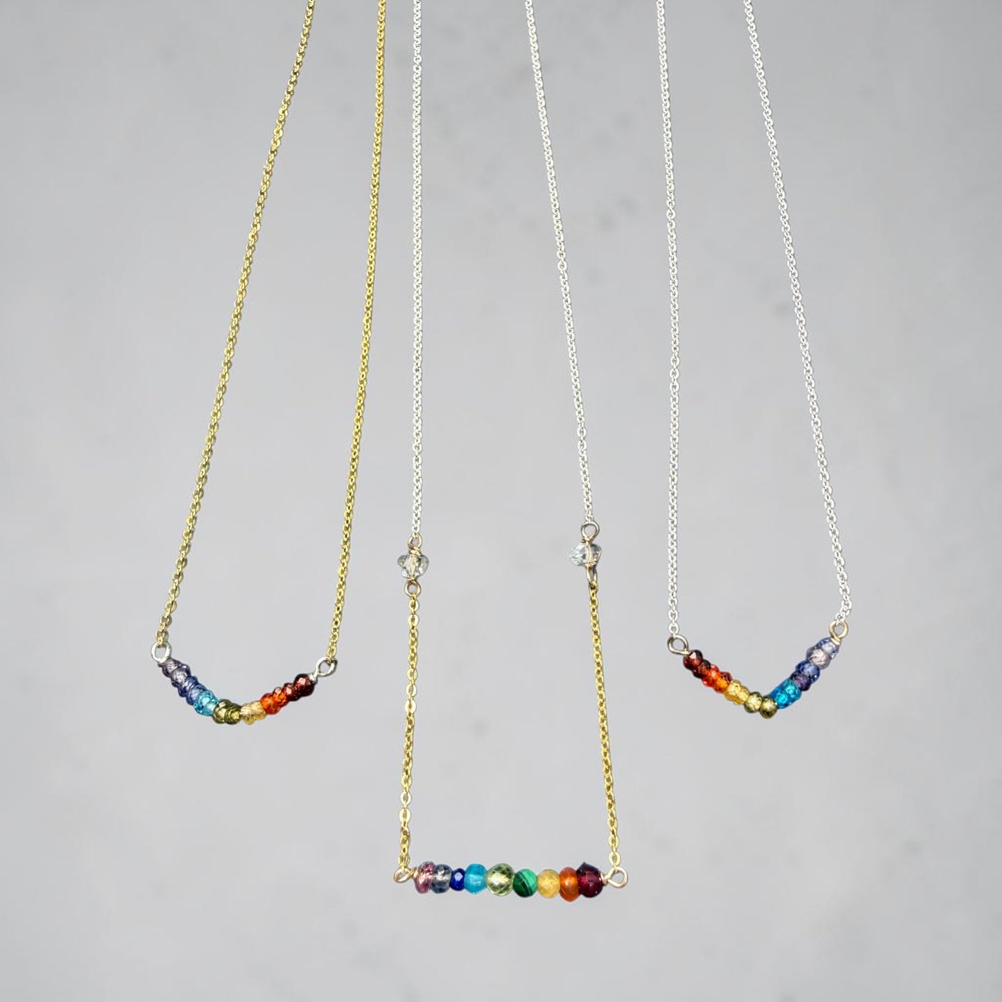 Cubic Zirconia rainbow pride necklace