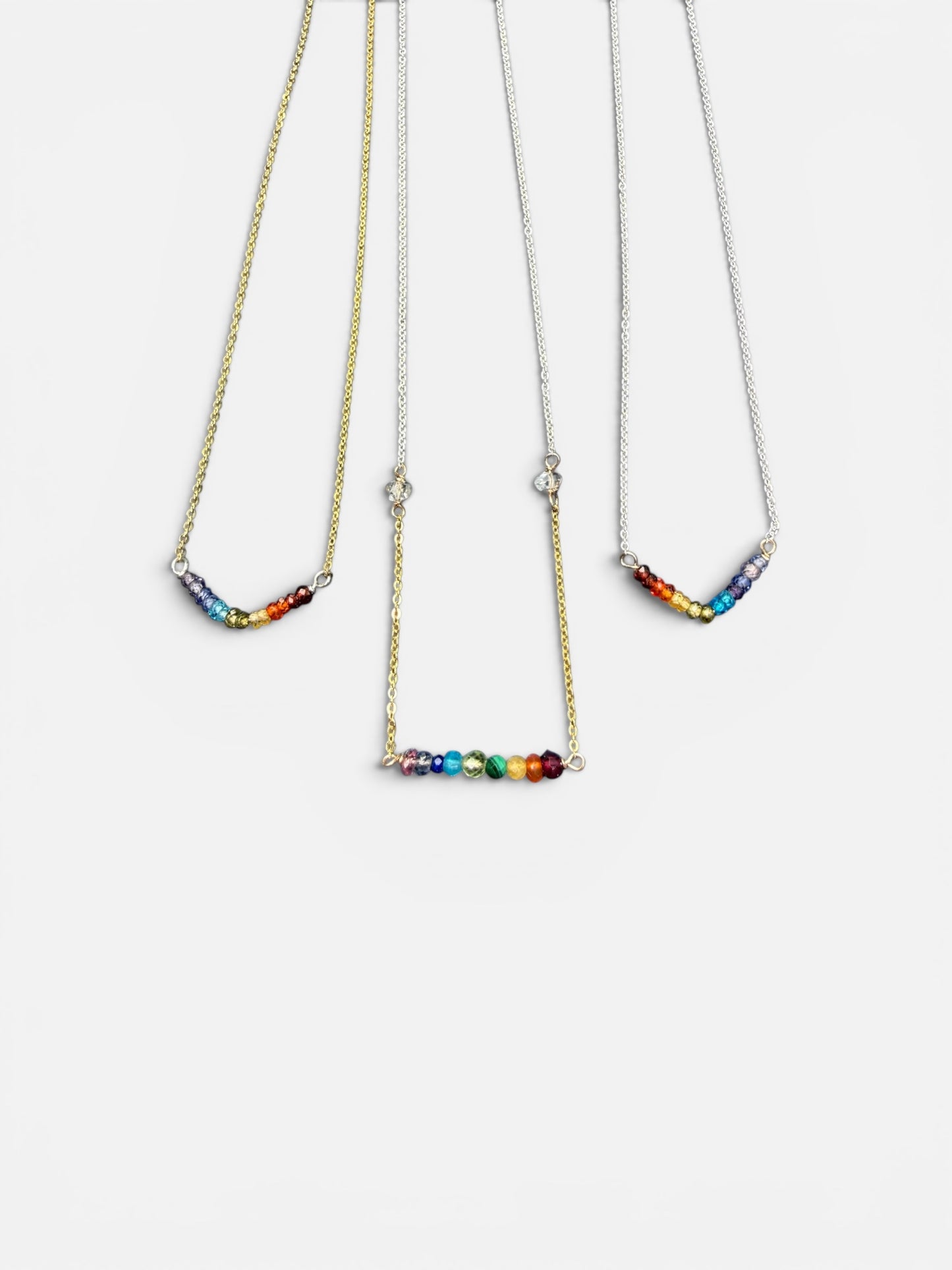 Cubic Zirconia rainbow pride necklace