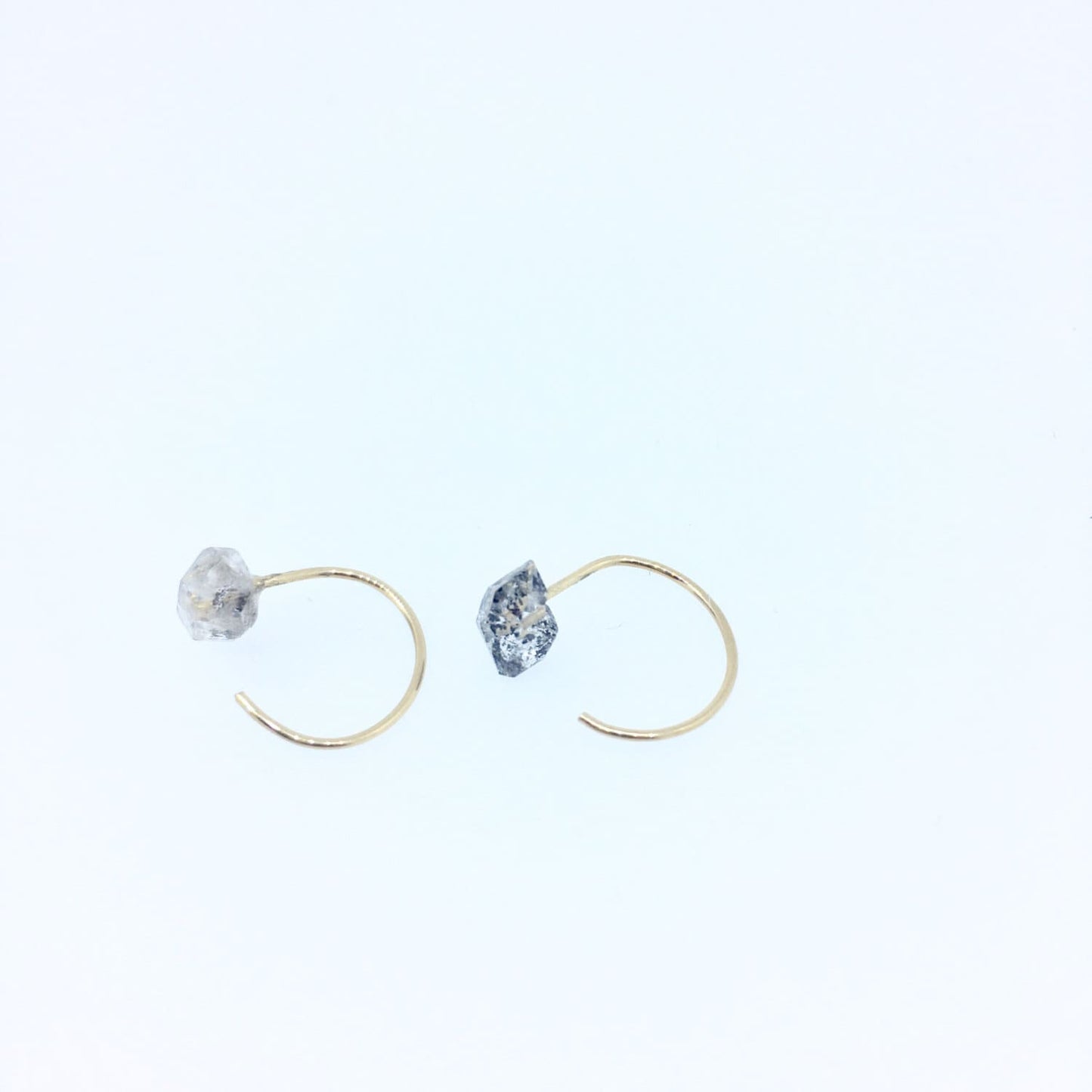 Herkimer Diamond Half Hoop Post Earrings