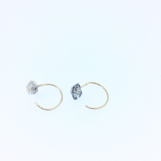 Herkimer Diamond Half Hoop Post Earrings