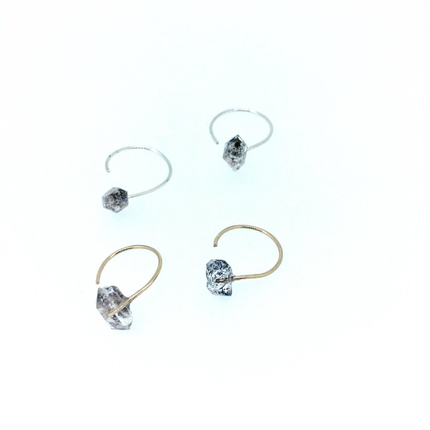 Herkimer Diamond Half Hoop Post Earrings