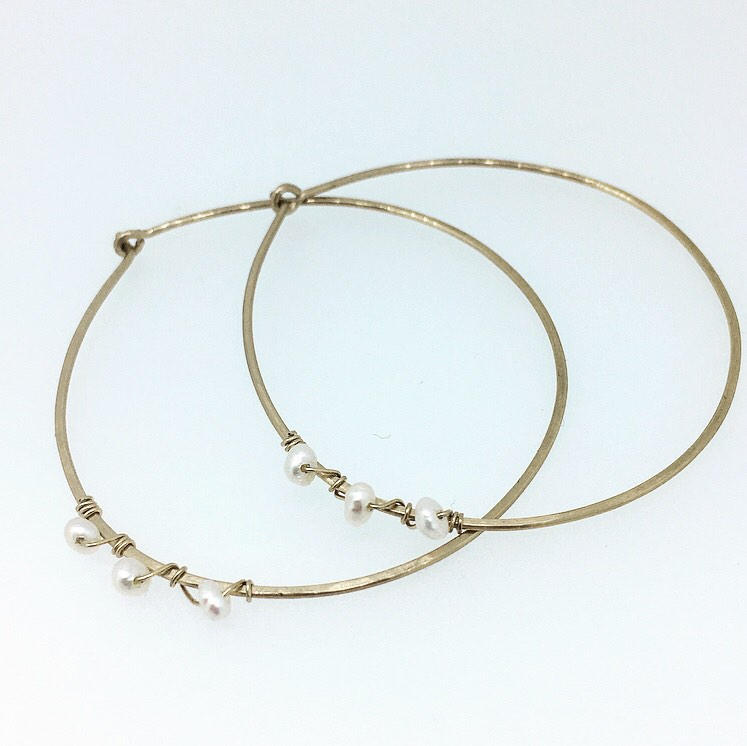 Pearl and Gold Hoops