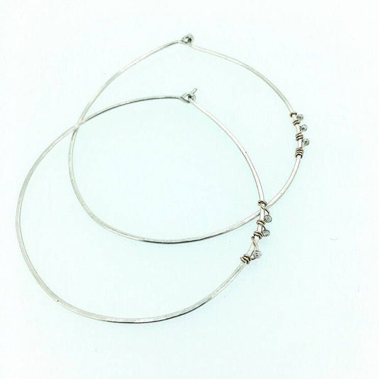 Sterling Hoops with Labradorite