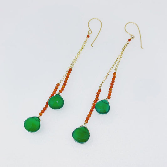 Green Onyx and Carnelian Earrings