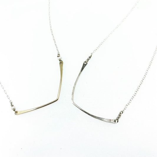 Delicate Hammered Bar Arch Necklace