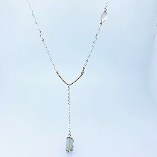Two Tone Arch Drop Necklace